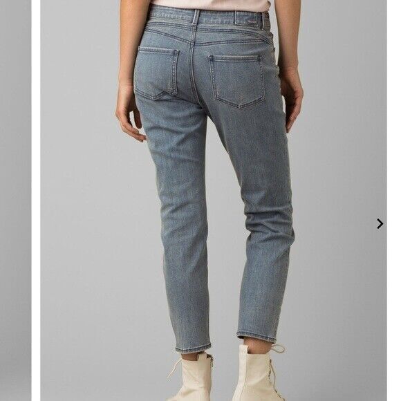 New NWT Womens 14 Prana Jeans Buxton Denim Blue Organic Performance 32 X 27 Boy - Picture 2 of 6